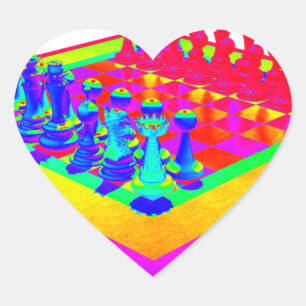 Färgschessboard och Chess Biet Hjärtformat Klistermärke