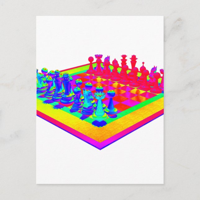 Färgschessboard och Chess Biet Vykort (Framsida)
