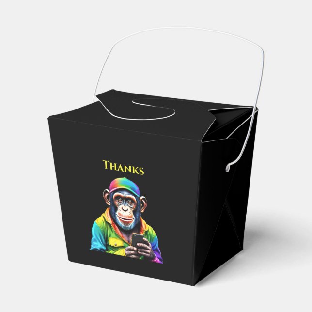 Färgschimpans med Mobil- Presentaskar (Framsidan Sidan)