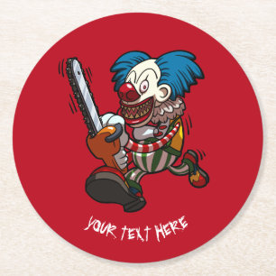 Färgseende Tecknaden Clown Halloween-fasa Underlägg Papper Rund
