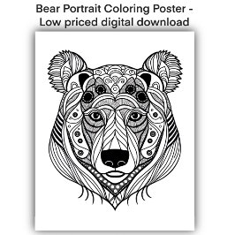 Färgsida - Björn Porträtt, Färg eget Poster