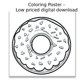 Färgsida - Donut, Färg din egen. Poster