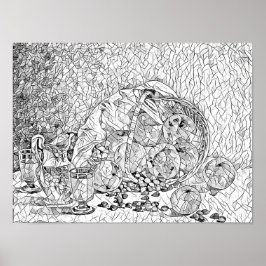 Färgsida för basket på vuxen för fruktens Abstrakt Poster