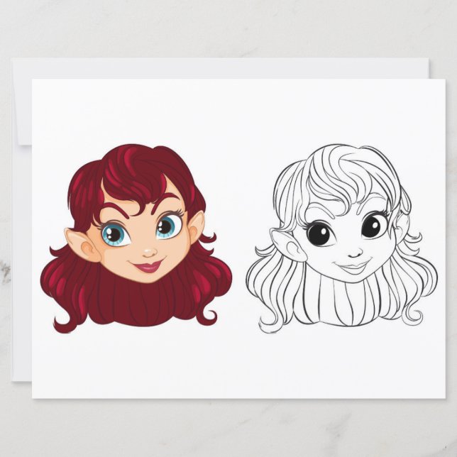 Färgsida för bläck-Tecknad-flickans huvud (Framsida)