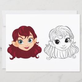 Färgsida för bläck-Tecknad-flickans huvud