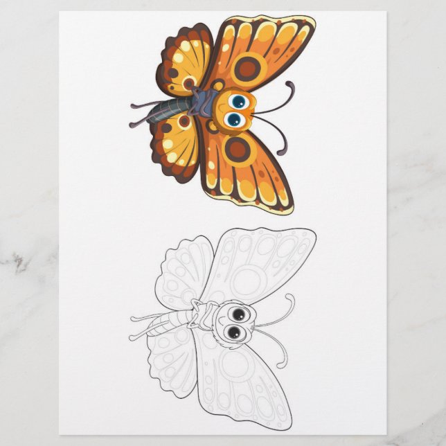 Färgsida för Cute-butterfly Reklamblad (Framsidan)