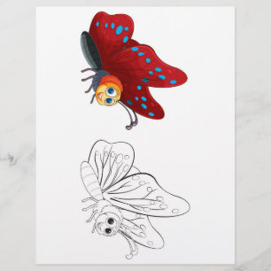 Färgsida för Cute-butterfly Reklamblad