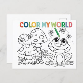 Färgsida för cute Frog och Snigel Vykort