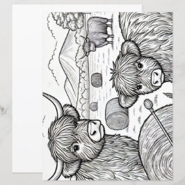 Färgsida för Cute Highland Cows