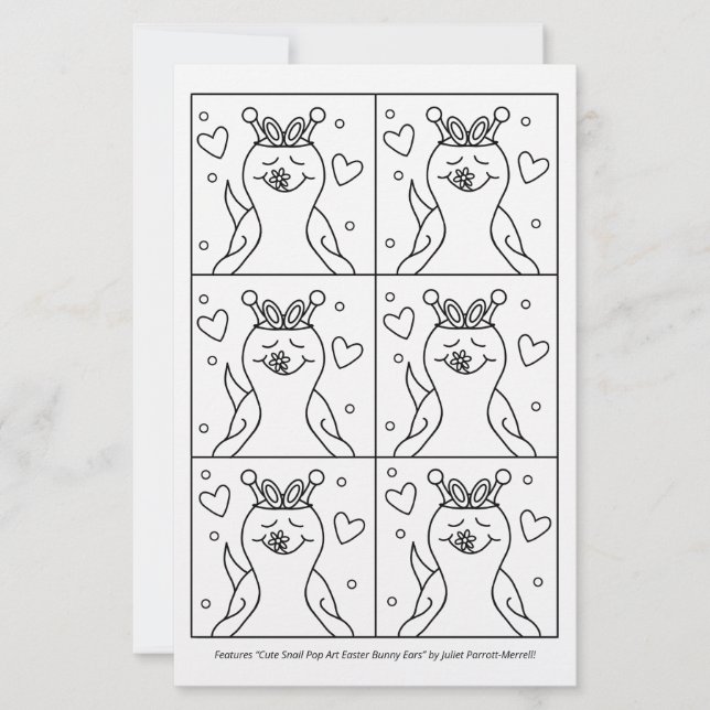 Färgsida för Cute Snigel Pop Art Bunny Öron Påsk (Framsida)