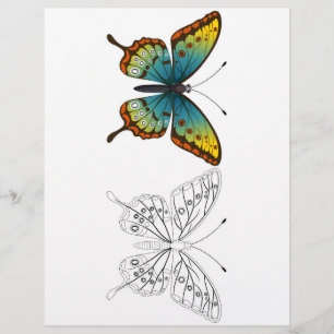Färgsida för Cute Tecknad Butterfly Reklamblad