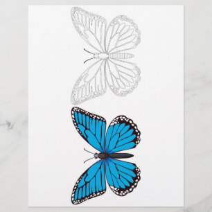 Färgsida för Cute Tecknad Butterfly Reklamblad