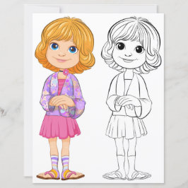 Färgsida för cute-Tecknad-flicka