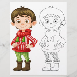 Färgsida för cute-Tecknad-flicka Reklamblad