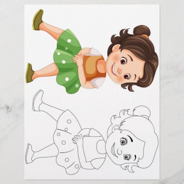 Färgsida för cute-Tecknad-flicka Reklamblad (Framsidan)