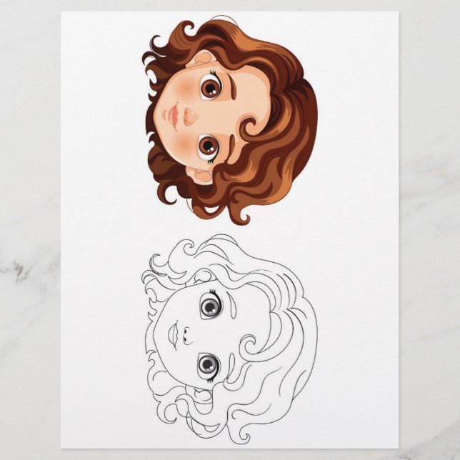 Färgsida för Cute tecknad head Reklamblad (Framsidan)