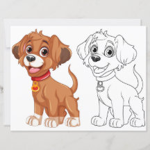 Färgsida för Cute Tecknad hund