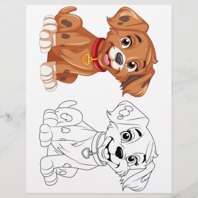 Färgsida för Cute Tecknad hund Reklamblad (Framsidan)