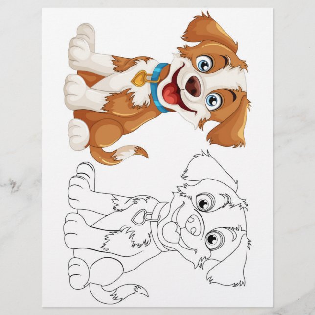 Färgsida för Cute tecknad hund Reklamblad (Framsidan)