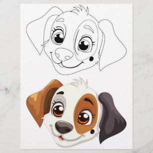Färgsida för Cute Tecknad hund Reklamblad