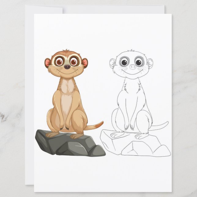 Färgsida för Cute Tecknad meerkat (Framsida)