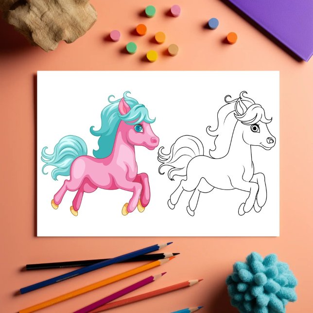 Färgsida för Cute Tecknad Unicorn Reklamblad (Skapare uppladdad)