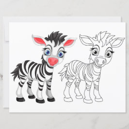 Färgsida för Cute Tecknad zebra