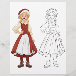 Färgsida för cute-tjej reklamblad