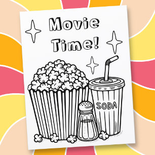 Färgsida för filmtid Popcorn, Soda och Salt