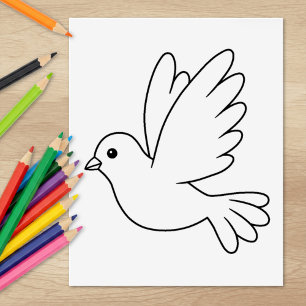 Färgsida för flygande Tecknad Dove Bird Stämpel