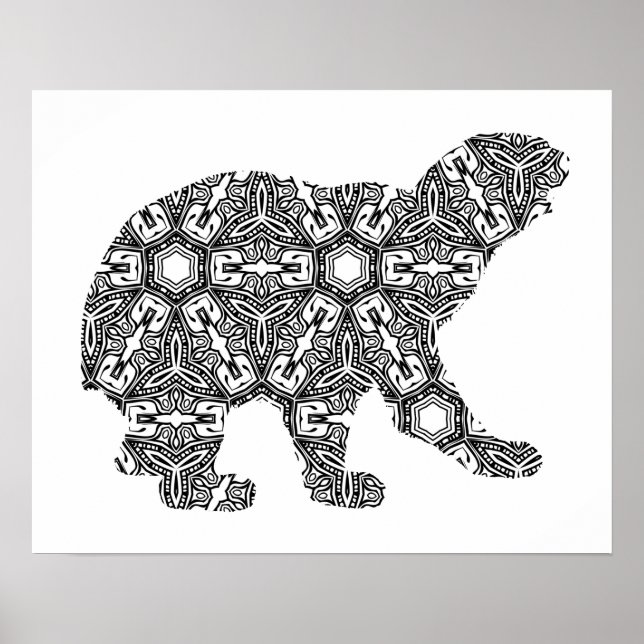 Färgsida för Geometric Polar Bear Art Vuxen Poster (Framsidan)