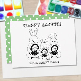 Färgsida för Glad påsk Bunny-familjen