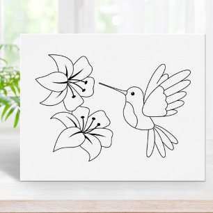 Färgsida för Hummingbird och Flowers Poster