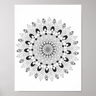 Färgsida för Mandala Flower Design Poster