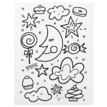 Färgsida för måne och sötsaker