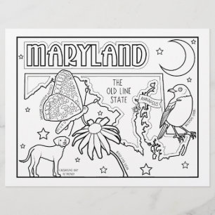 färgsida för maryland-lägesform och faktafärgning reklamblad