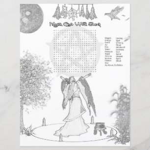 Färgsida för Ord-sökning i Magick Circle Papper