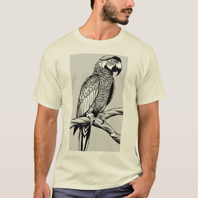 Färgsida för papegoja T-Shirt - Intricate Tropical (Framsida)