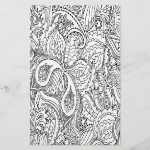 Färgsida för svart och vit blommigt brevpapper