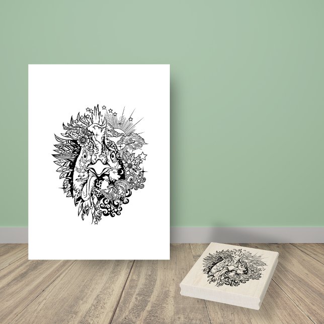 Färgsida för tupp-linjekonst stämpel (Skapare uppladdad)