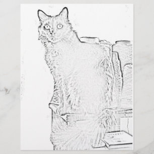 Färgsida - Katt med spolar av garn