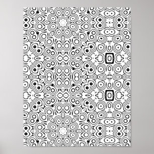 Färgsida med modet symmetrisk mönster med cirklar poster