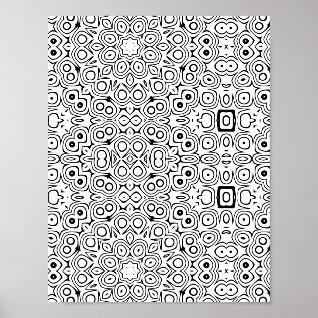 Färgsida med modet symmetrisk mönster med cirklar poster (Framsidan)