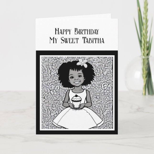 Färgsida | Personlig Girl's Birthday Kort (Framsida)
