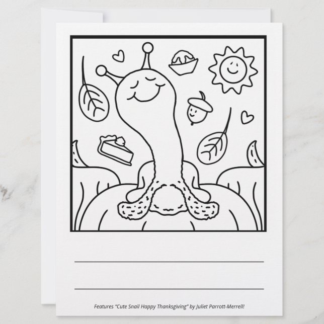 Färgsidan Cute Snigel Happy thanksgiving (Framsida)