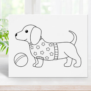 Färgsidan Dachshund Wiener Hund och Boll Poster