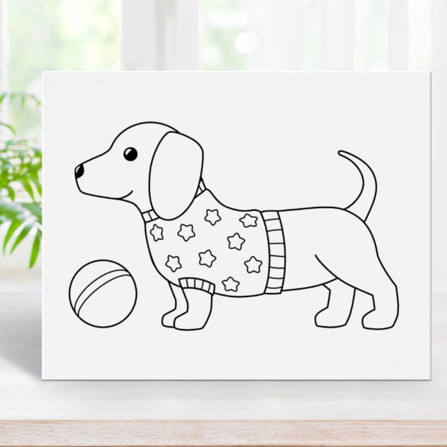 Färgsidan Dachshund Wiener Hund och Boll Poster (Skapare uppladdad)
