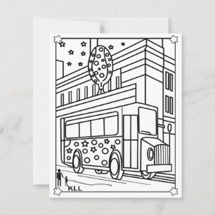 Färgsidor för Buss, barn