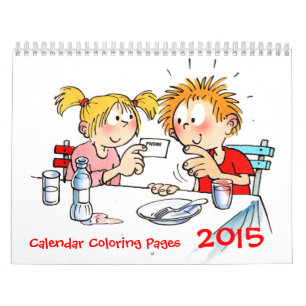 Färgsidor i anpassningsbar Kalender 2015 För barn
