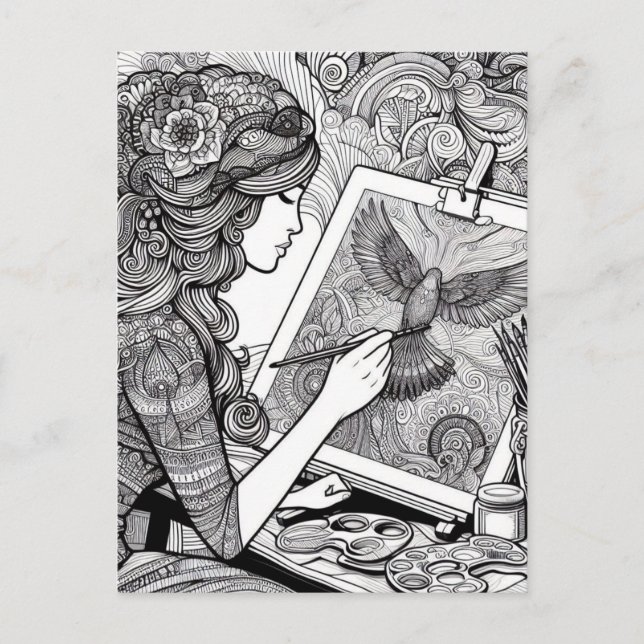 Färgsidor, specialfigursättning för färgning av Bo Vykort (Framsida)